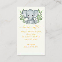Tarjeta de Enclosure de Rifa de Pañales de Elefant