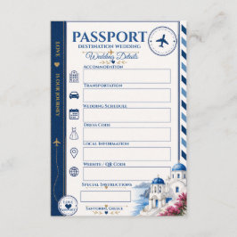 Recepción Tarjeta de Enclusión de Boda de Pasaporte
