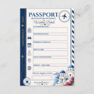 Recepción Tarjeta de Enclusión de Boda de Pasaporte