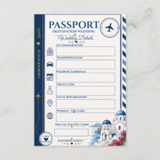 Recepción Tarjeta de Enclusión de Boda de Pasaporte