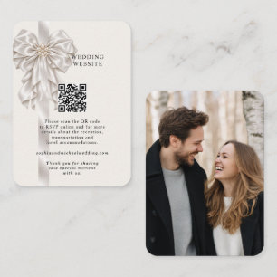 Recepción Tarjeta de Enclusura de Código QR de Boda con Lazo