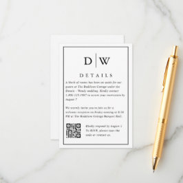 Recepción Tarjeta de Enclusura de Código QR de Boda con Mono