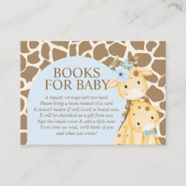 Recepción Tarjeta de Enclusura de Libros de Jirafa Niño Azul