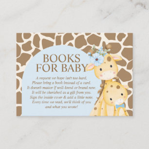 Recepción Tarjeta de Enclusura de Libros de Jirafa Niño Azul