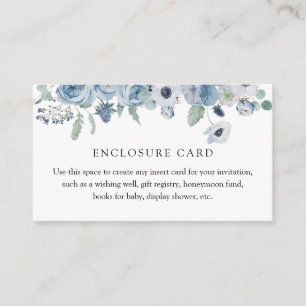 Recepción Tarjeta de Enclusura Floral Azul