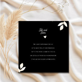 Recepción Tarjeta de Enclusura Floral Elegante Negro y Crema