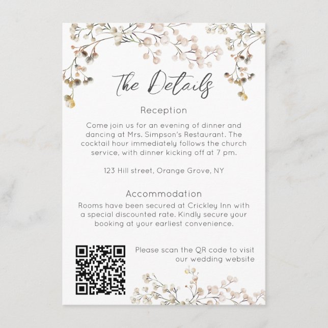 Recepción Tarjeta de Envío de Boda con Aliento de Bebé (Anverso)