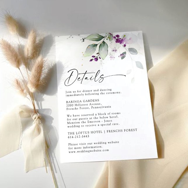 Recepción Tarjeta de envoltorio Boda de lavanda de vegetació (Subido por el creador)