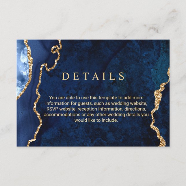 Recepción Tarjeta de envoltorio con detalles de Boda azul do (Anverso)