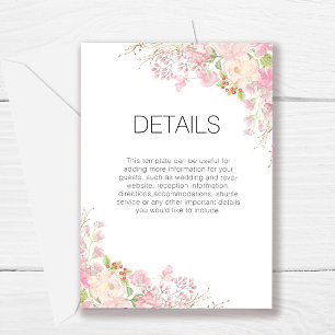 Recepción Tarjeta de envoltorio con detalles de Boda floral