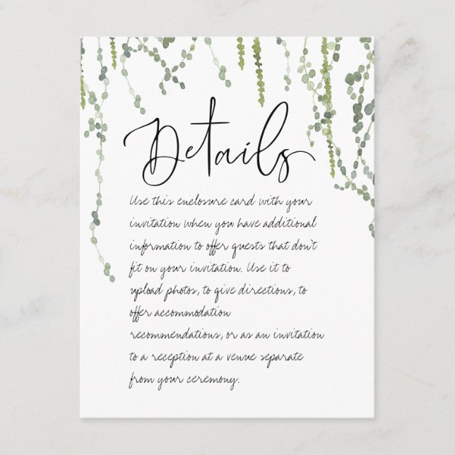 Recepción Tarjeta de envoltorio con detalles de las viñas ve (Anverso)