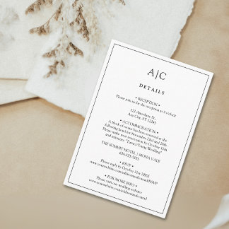 Recepción Tarjeta de envoltorio con detalles del Boda de mon