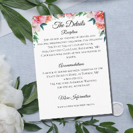 Recepción Tarjeta de envoltorio con detalles del Boda floral