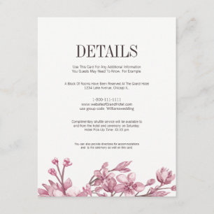 Recepción Tarjeta de envoltorio con detalles florales de cer