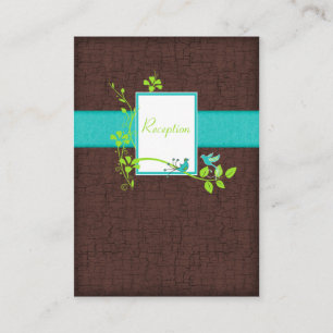 Recepción Tarjeta de envoltorio de aves florales turquesa de
