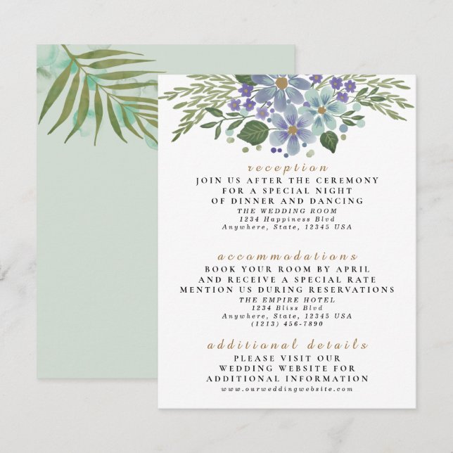 Recepción Tarjeta de envoltorio de Boda 04d para hojas de co (Anverso / Reverso)