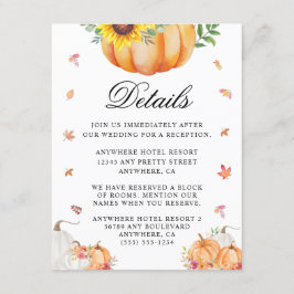 Recepción Tarjeta de envoltorio de Boda de calabaza acuática