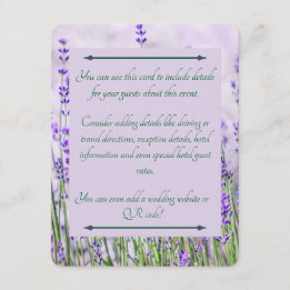Recepción Tarjeta de envoltorio de Boda de campos de lavanda