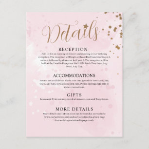 Recepción Tarjeta de envoltorio de Boda de color rosa pastel