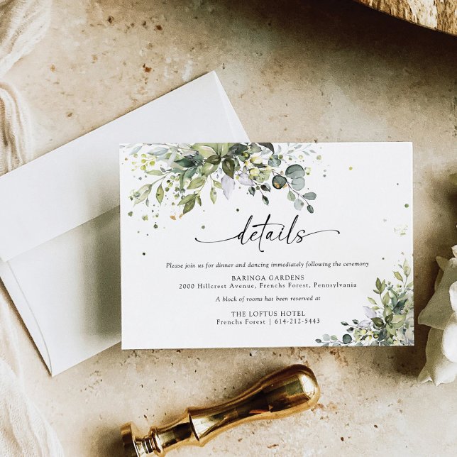 Recepción Tarjeta de envoltorio de Boda de verde (Subido por el creador)