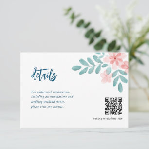 Recepción Tarjeta de envoltorio de Boda floral rosa color de