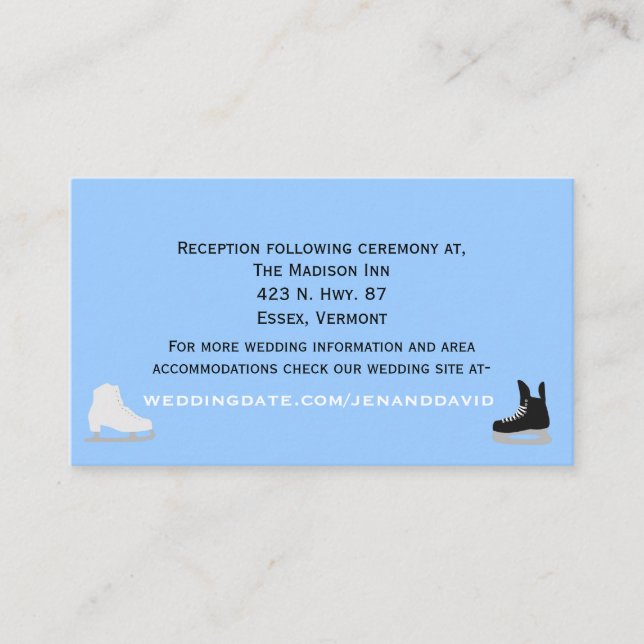 Recepción Tarjeta de envoltorio de Boda para patinadores de  (Anverso)