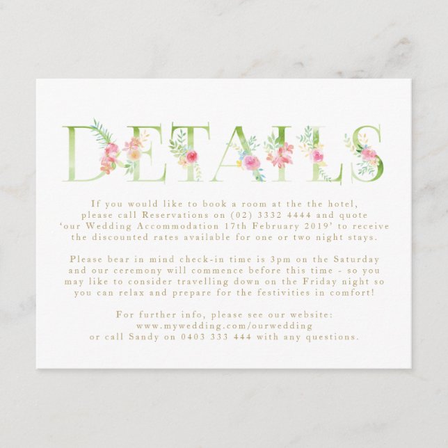 Recepción Tarjeta de envoltorio de casamiento de primavera f (Anverso)