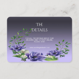 Recepción Tarjeta de envoltorio de detalle de flores púrpura