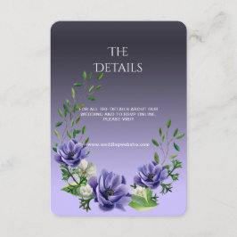 Recepción Tarjeta de envoltorio de detalle de flores púrpura