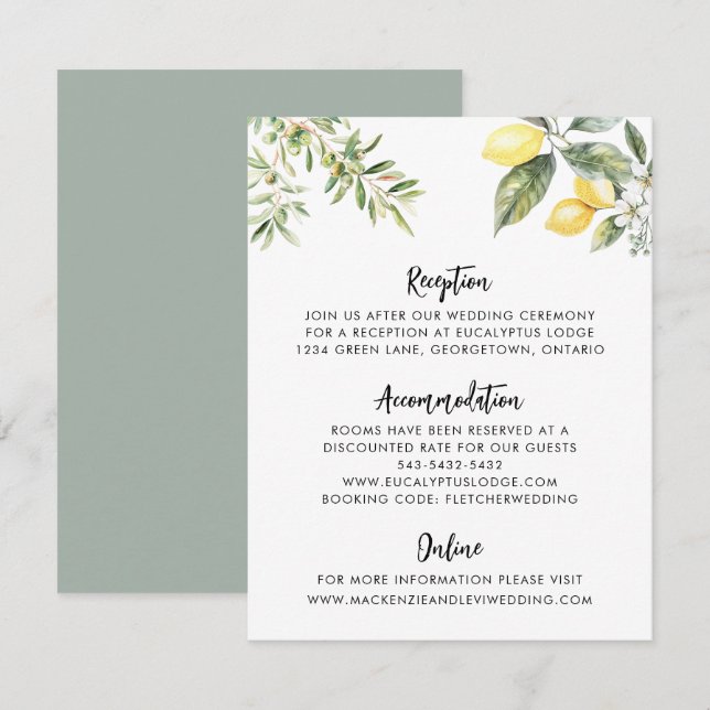 Recepción Tarjeta de envoltorio de detalles de la boda del j (Anverso / Reverso)