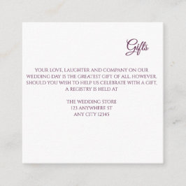 Recepción Tarjeta de envoltorio de regalo de regalo de Boda