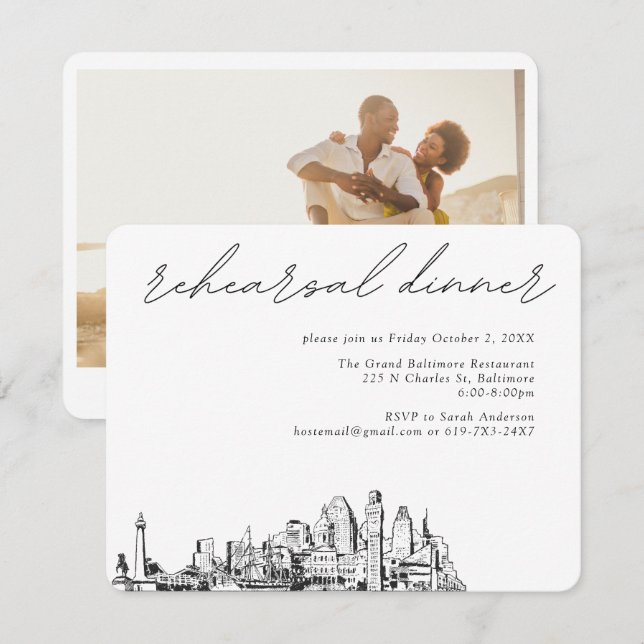 Recepción Tarjeta de envoltorio elegante para ensayo Baltimo (Anverso / Reverso)