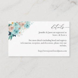 Recepción Tarjeta de envoltorio floral rosa 2 turquesa y Rub