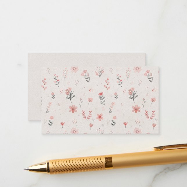 Recepción Tarjeta de Envoltorio Floral Suave (Anverso/Reverso In Situ)