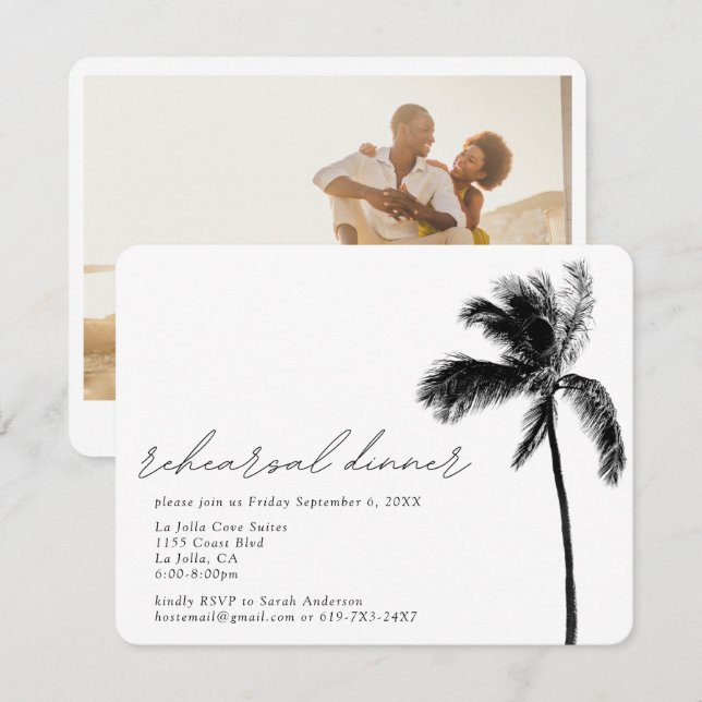 Recepción Tarjeta de envoltorio para Boda de cena de ensayo  (Anverso / Reverso)