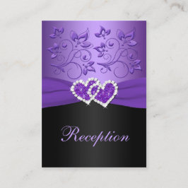 Recepción Tarjeta de envoltorio Purple, Floral Negra y unida