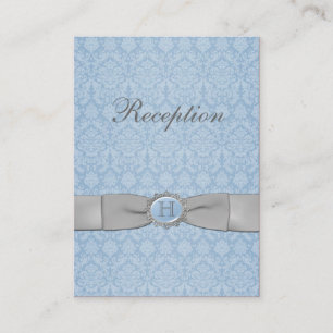 Recepción Tarjeta de envoltorio RIBBON Blue Gray Damask