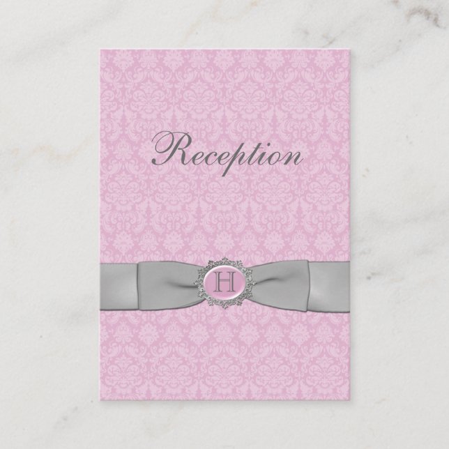 Recepción Tarjeta de envoltorio RIBBON Gray-Gray-Damask IMPR (Anverso)
