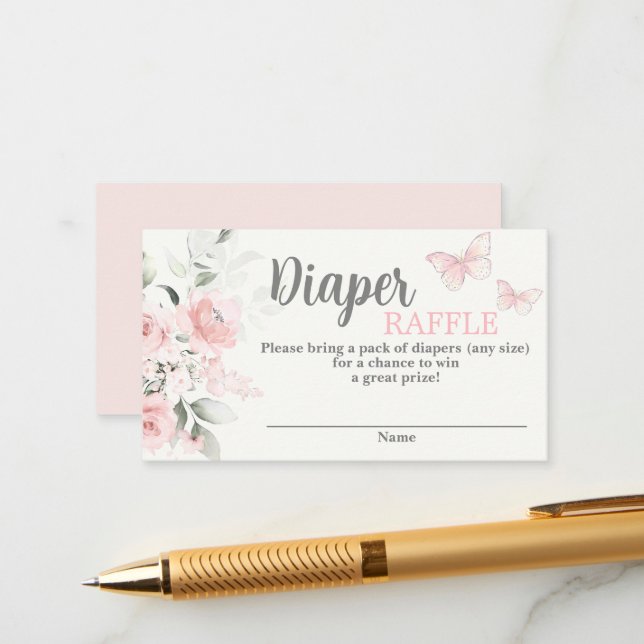 Recepción Tarjeta de envoltura de Baby Shower Diaper Raffle  (Anverso/Reverso In Situ)