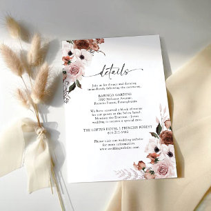 Recepción Tarjeta de envoltura de Boda de flores de seda par