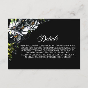 Recepción Tarjeta de envoltura de Boda floral negro