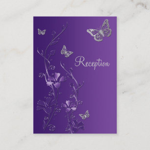 Recepción Tarjeta de envoltura de mariposas florales púrpura