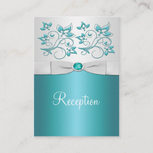 Recepción Tarjeta de envoltura floral Aqua-marine y Silver
