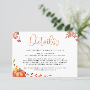 Recepción Tarjeta de envoltura floral de calabaza otoñal acu