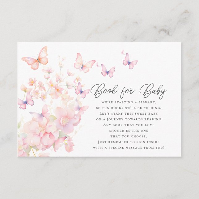 Recepción Tarjeta de envoltura para bebé del libro de maripo (Anverso)