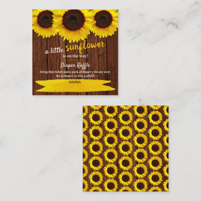 Recepción Tarjeta de envoltura Sunflower Baby Shower Diaper  (Anverso / Reverso)