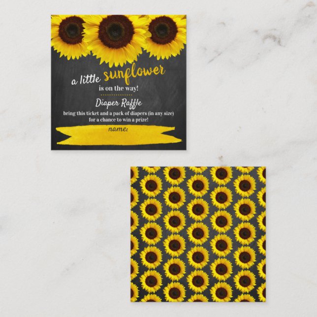 Recepción Tarjeta de envoltura Sunflower Baby Shower Diaper  (Anverso / Reverso)