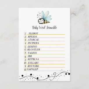Recepción Tarjeta de envoltura Sweet Bee Baby Word Scramble