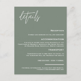 Recepción Tarjeta de envoltura verde de sabio minimalista