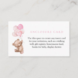 Recepción Tarjeta de envolvente Baby Shower para oso rosa